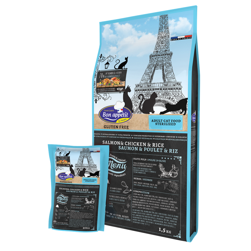 Bon Appetit - Adult Cat Sterilised Salmon& Chicken& Rice 400g