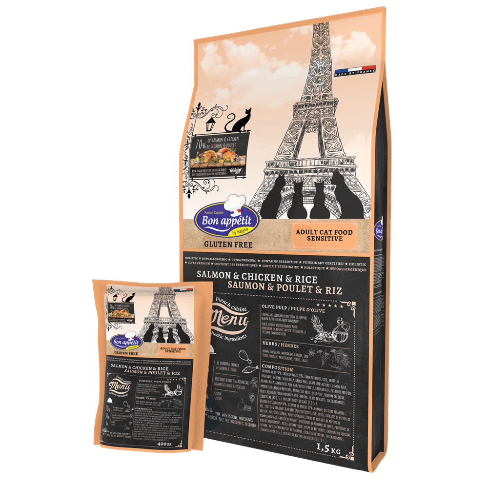 Bon Appetit - Adult Cat Sensitive Salmon& Chicken& Rice 400g
