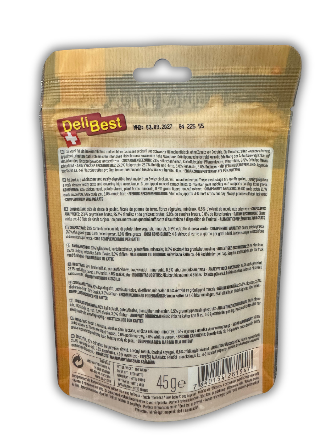 DeliBest, Schweizer Hähnchen Cat Snack 45g