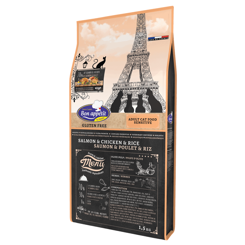 Bon Appetit - Adult Cat Sensitive Salmon& Chicken& Rice 1,5kg